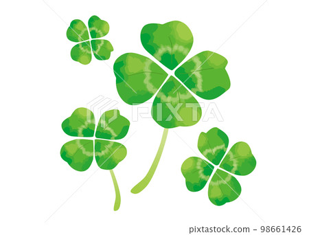 Clover background fashionable watercolor green plant spring four-leaf four-leaf clover 98661426