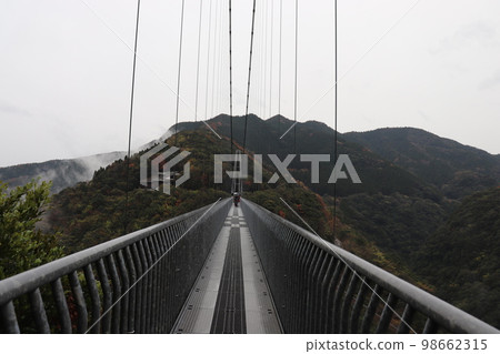 Ayateruha Suspension Bridge (3) with a length of 250 m in Aya Town, Miyazaki Prefecture 98662315