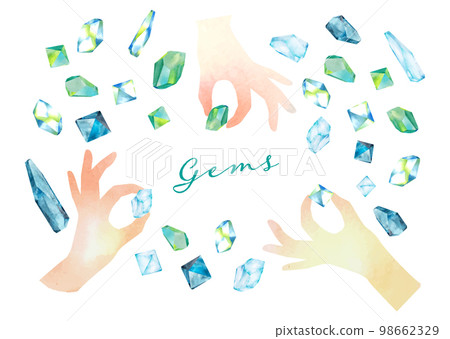 一隻手握著水彩畫的珠寶 一隻手握著水彩畫的珠寶 98662329