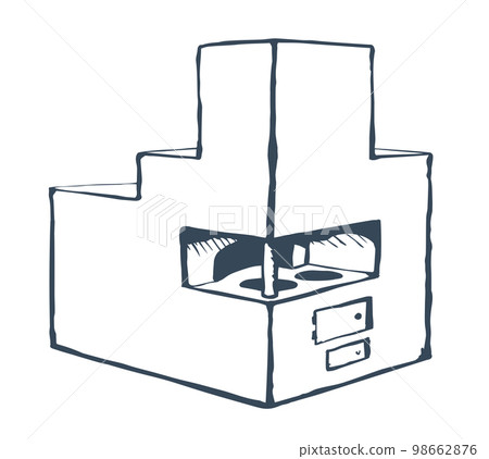 Old Russian stove. Vector drawing 98662876