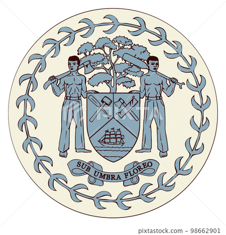 Coat of arm from the flag of Belize. Vector drawing sign 98662901