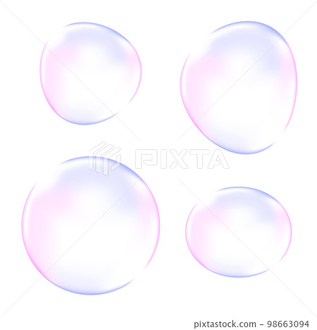 具有優雅配色方案（使用漸變網格）的透明球體的矢量插圖集 98663094