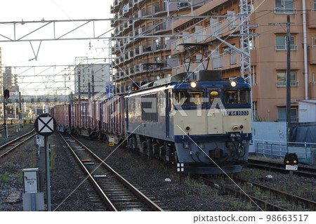 Hakubi Line Kurashiki Station Freight Train EF64 JNR Color Hakubi Line Kurashiki Station Freight Train EF64 JNR Color 98663517