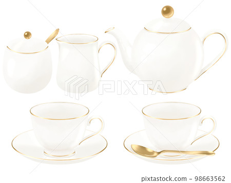 A simple and stylish tea set with a gold line Part 1 A simple and stylish tea set with a gold line Part 1 98663562