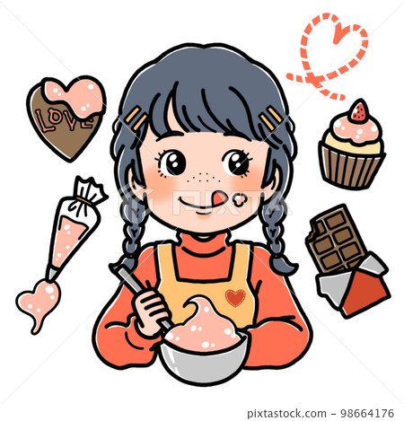 製作糖果的情人節女孩 製作糖果的情人節女孩 98664176