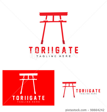 Torii Gate Logo, Japanese History Gate Icon Vector, Chinese Illustration, Wooden Design Company Brand Template 98664242