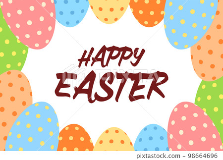 復活節快樂文本和圓點圖案蛋框復活節材料 98664696