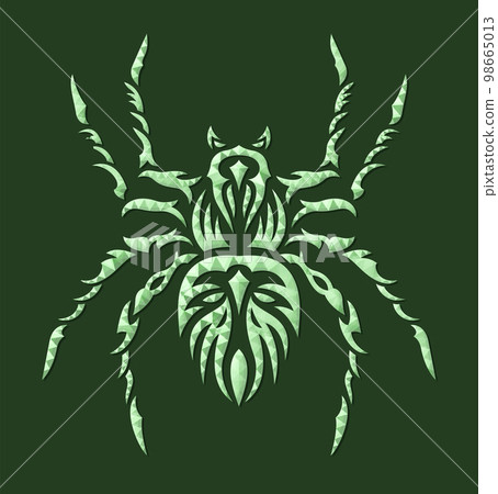 Low poly art with green spider silhouette Low poly art with green spider silhouette 98665013