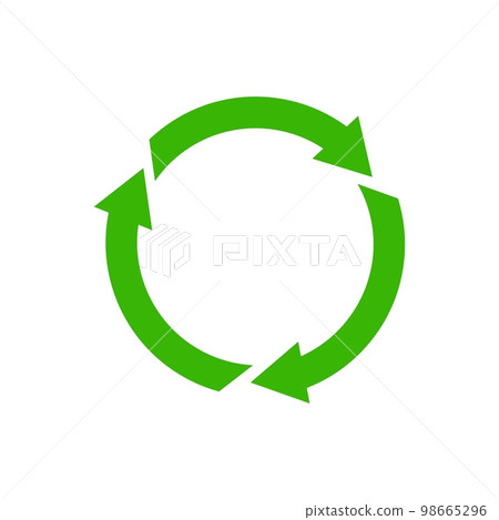 Recycle icon symbol vector. Recycling and rotation arrow icon pack Recycle icon symbol vector. Recycling and rotation arrow icon pack 98665296
