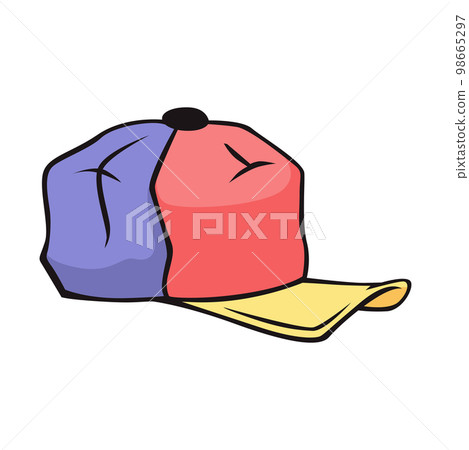 Baseball color casual cap. Textile hat with sun yellow visor Baseball color casual cap. Textile hat with sun yellow visor 98665297