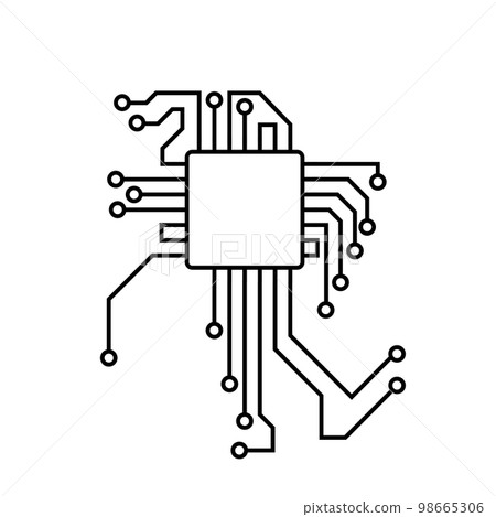 Electronic circuit with chip. Engineering and digital communication system 98665306