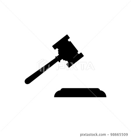 Black hammer hits stand. Auction symbol with sales bids Black hammer hits stand. Auction symbol with sales bids 98665509