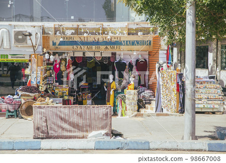 Old city,Egypt, March 2020: Clothing and souvenir shop in Egypt Africa 98667008