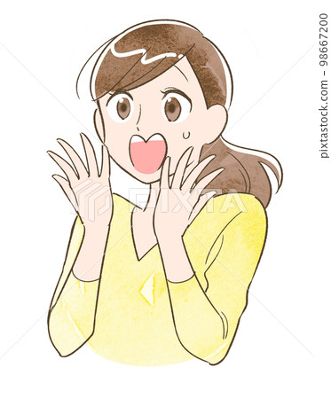驚訝/吃驚的女人插畫素材水彩版 驚訝/吃驚的女人插畫素材水彩版 98667200