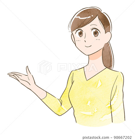 指導和介紹水彩版的女人的插圖素材 指導和介紹水彩版的女人的插圖素材 98667202