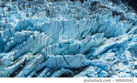 Vatnajokull Glacier in Iceland, Pure Blue Ice at Winter Season, Aerial View. Vatnajokull Glacier in Iceland, Pure Blue Ice at Winter Season, Aerial View. 98668042