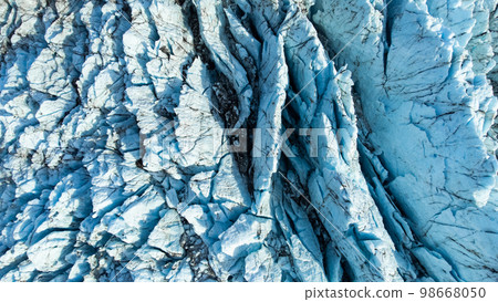 Vatnajokull Glacier in Iceland, Pure Blue Ice at Winter Season, Aerial View. Vatnajokull Glacier in Iceland, Pure Blue Ice at Winter Season, Aerial View. 98668050