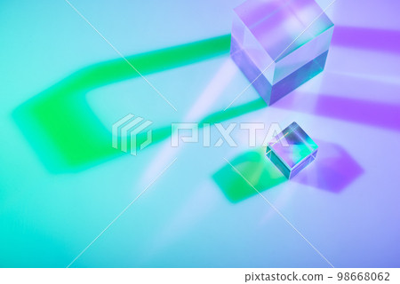 Glass crystal prism. Multicolor light effect Glass crystal prism. Multicolor light effect 98668062