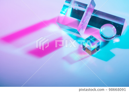 Glass crystal prism. Multicolor light effect Glass crystal prism. Multicolor light effect 98668091