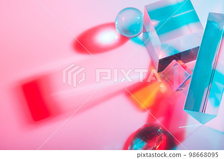 Glass crystal prism. Multicolor light effect Glass crystal prism. Multicolor light effect 98668095