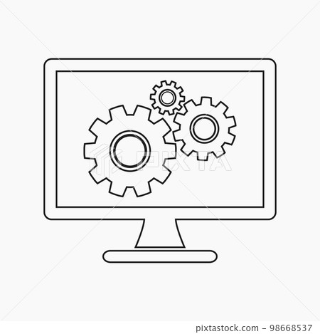 Computer Service Icon. Line style vector EPS. 98668537