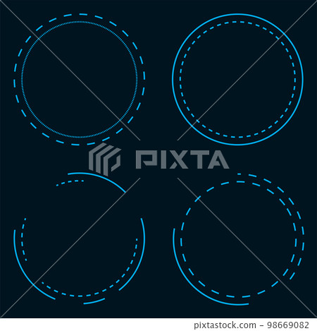Round frames with dash. Science Fiction elements for the GUI, UI interface. Round frames with dash. Science Fiction elements for the GUI, UI interface. 98669082