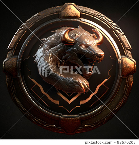 animal logo on a metal token 98670205