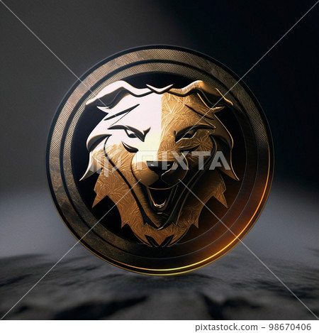 animal logo on a metal token animal logo on a metal token 98670406