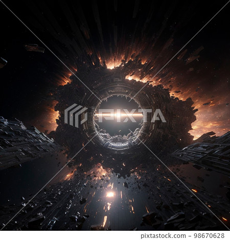 Space portal, space view, event horizon. Universe of Interstellar Space portal, space view, event horizon. Universe of Interstellar 98670628