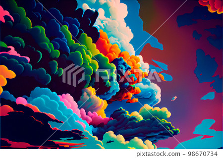 Colored clouds of plasticine, art 98670734