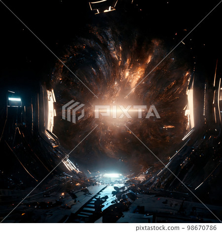 Space portal, space view, event horizon. Universe of Interstellar Space portal, space view, event horizon. Universe of Interstellar 98670786
