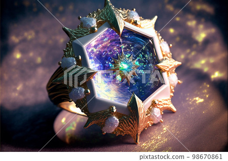 Beautiful ice ring with a crystal inside Beautiful ice ring with a crystal inside 98670861
