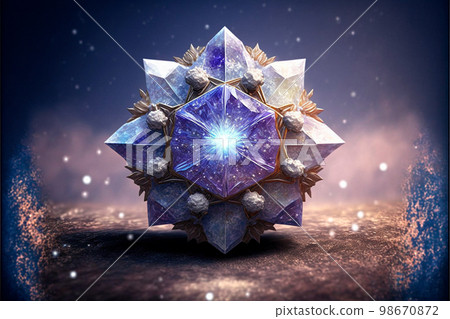 Beautiful ice ring with a crystal inside 98670872