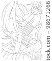 Female and male hands. Antistress coloring. Vector black and white illustration 98671266