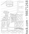 Room interior. Vector antistress coloring book on a white background. 98671268