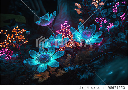 Fantastic flowers blooming in the forest 98671350