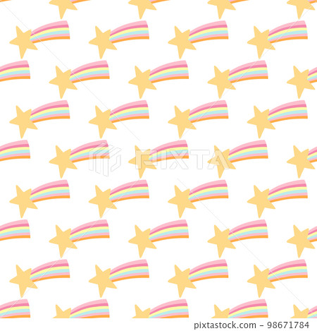 Seamless pattern with falling star in flat style. Vector background of cartoon star for wrapping paper, card, textile 98671784