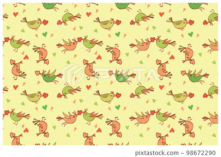Little bird and heart pattern yellow yellow Little bird and heart pattern yellow yellow 98672290
