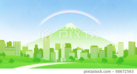 Fresh green skyscraper big city background material 98672563