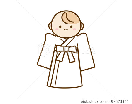 Shirahabutae內衣_神社參觀服裝插圖素材 98673345