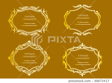 Commendation certificate, orient pattern, arabesque pattern, damask pattern decorative rule vintage frame set, emblem Commendation certificate, orient pattern, arabesque pattern, damask pattern decorative rule vintage frame set, emblem 98673417