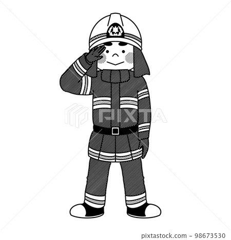 穿著防火服的消防員向單色致敬 98673530