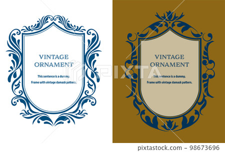 Commendation certificate, orient pattern, arabesque pattern, damask pattern decorative rule vintage frame set, emblem Commendation certificate, orient pattern, arabesque pattern, damask pattern decorative rule vintage frame set, emblem 98673696