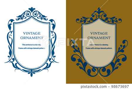 Commendation certificate, orient pattern, arabesque pattern, damask pattern decorative rule vintage frame set, emblem Commendation certificate, orient pattern, arabesque pattern, damask pattern decorative rule vintage frame set, emblem 98673697