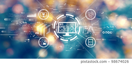 Telehealth theme with blurred city at night 98674026