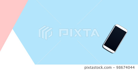 White smartphone with black screen from above White smartphone with black screen from above 98674044