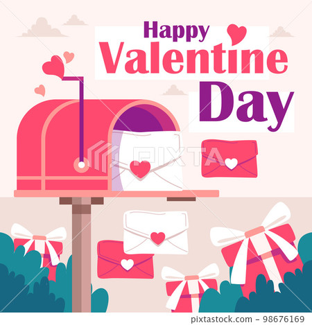 Valentine's day scene design of romantic post box background. Happy anniversary background Valentine's day scene design of romantic post box background. Happy anniversary background 98676169
