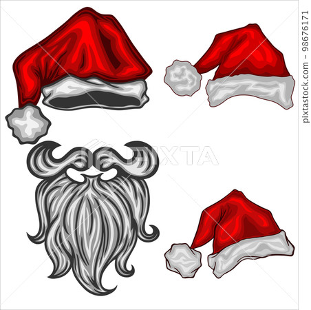 Santa Claus hat and his mustache Santa Claus hat and his mustache 98676171