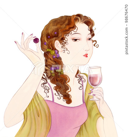 Taisho Roman Showa Retro Woman with a glass of white wine Taisho Roman Showa Retro Woman with a glass of white wine 98676470