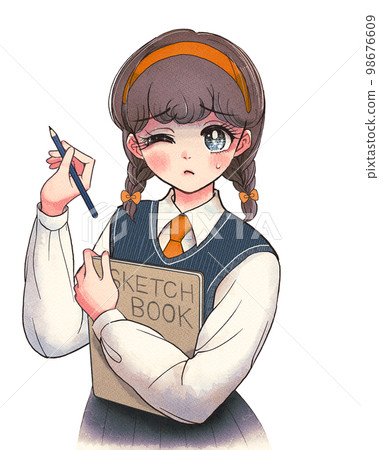 Art time/Illustration of a student who can't draw well 98676609